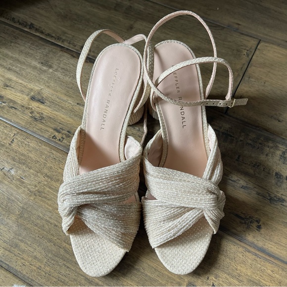 NEW Loeffler Randall Reed Cream Sparkle Pleated Twist Heels Sandals 8 - Picture 7 of 12